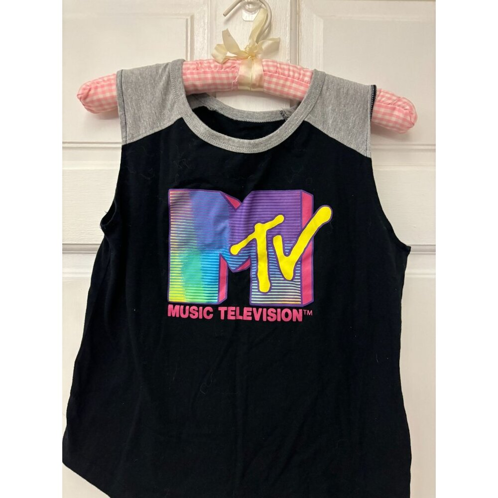MTV Music Television Black & Gray Sleeveless Tank Top XS